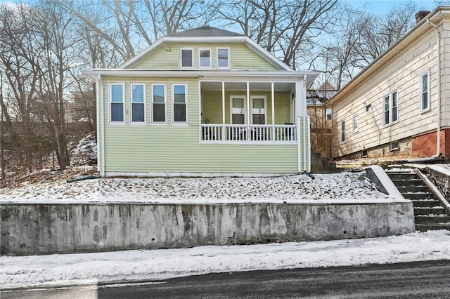 view of front of home with covered porch