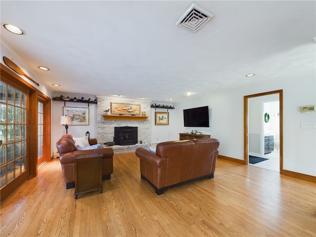 living room featuring light hardwood / wood-style flooring