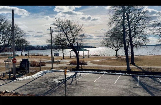 view of street featuring a water view