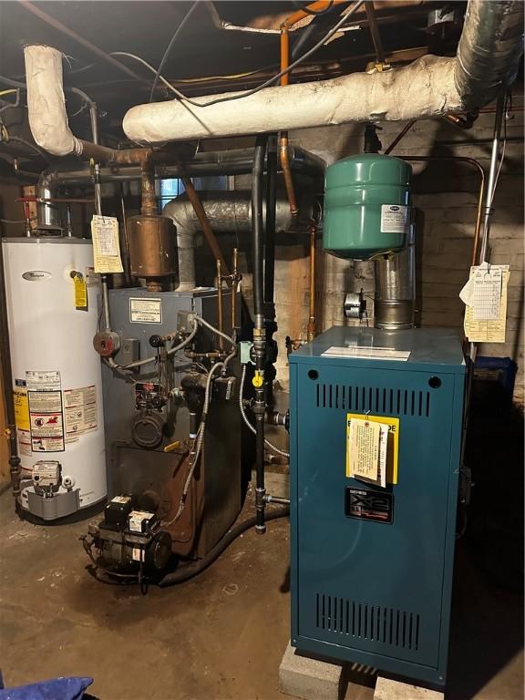 utilities with water heater and a heating unit