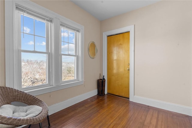 interior space with a healthy amount of sunlight, wood-type flooring, and baseboards