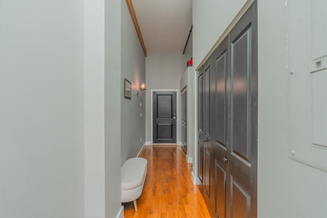 corridor featuring light hardwood / wood-style flooring