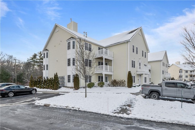 view of snow covered building