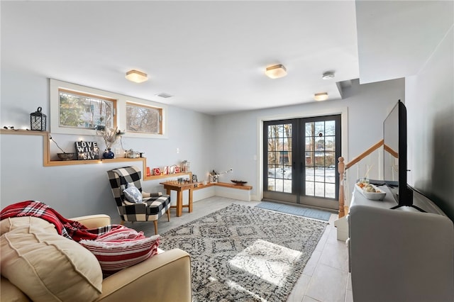 living room with french doors