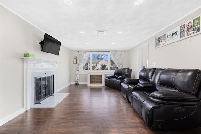 living room featuring wood-type flooring