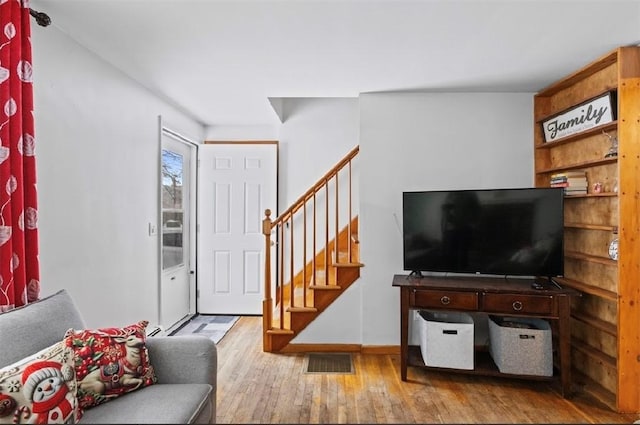 living room featuring light hardwood / wood-style flooring