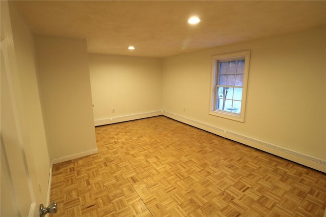 unfurnished room with light parquet floors