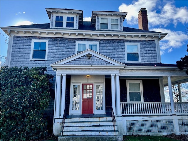 view of front of home featuring covered porch