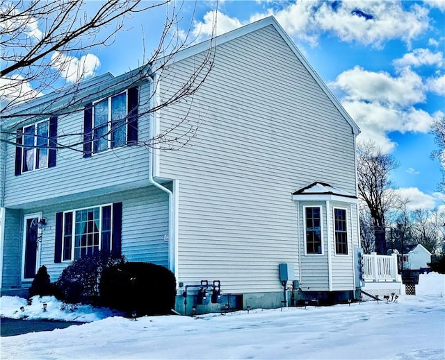 view of snow covered exterior