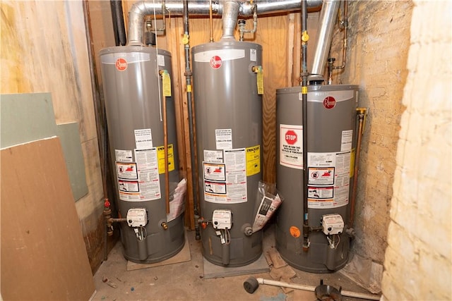 utility room featuring gas water heater