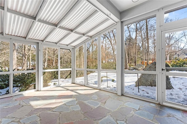 view of unfurnished sunroom