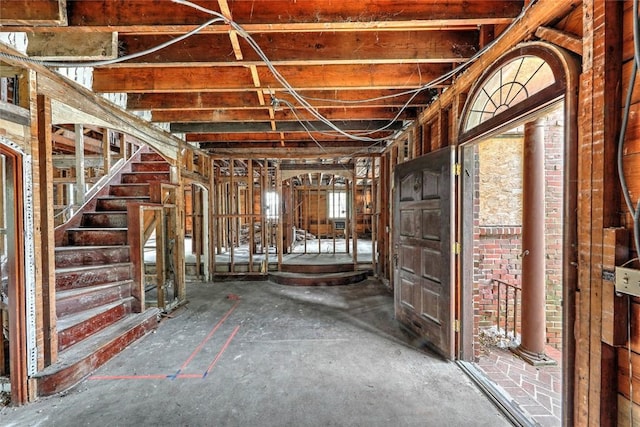 miscellaneous room featuring stairway