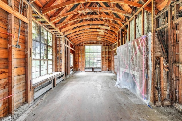 miscellaneous room featuring lofted ceiling