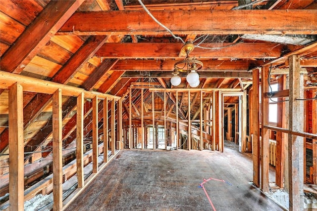 view of unfinished attic