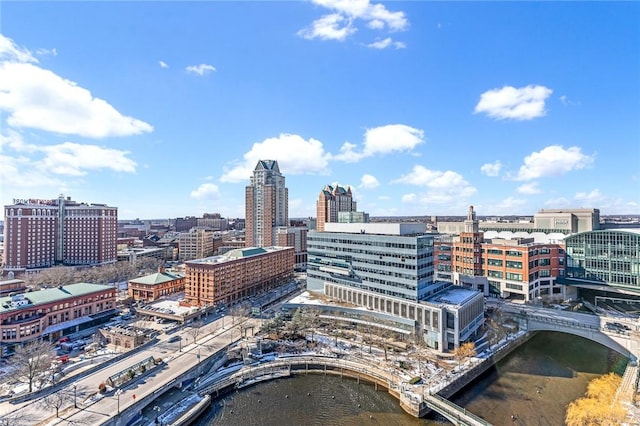 view of city featuring a water view