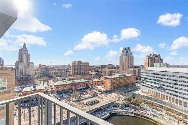 city view with a water view