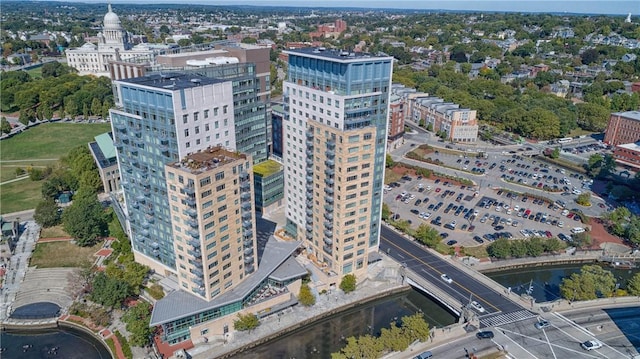 bird's eye view with a view of city