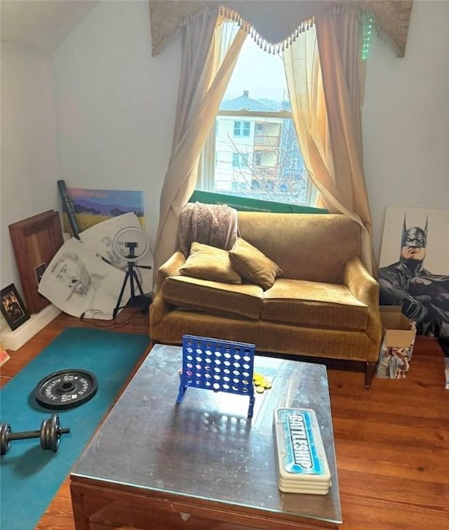 sitting room with wood finished floors