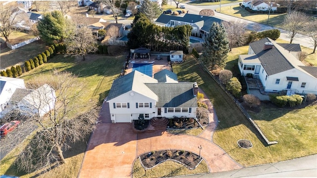 aerial view featuring a residential view