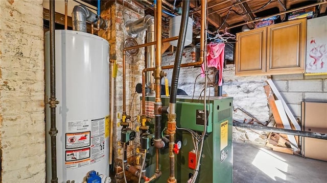 utilities with water heater and a heating unit