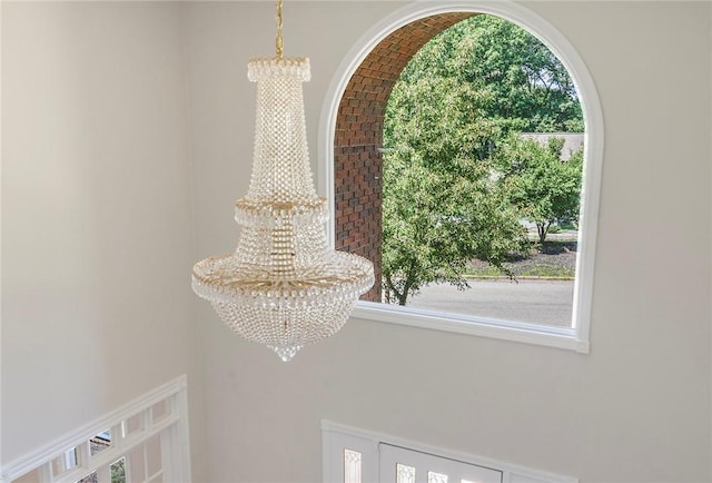 interior details with a notable chandelier