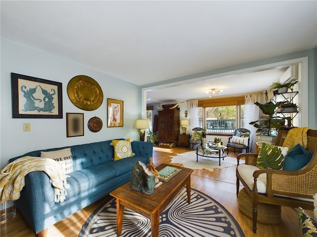 living area with wood finished floors