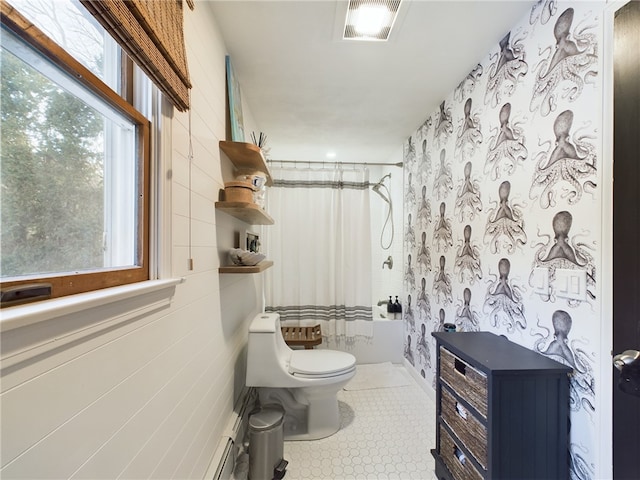 bathroom featuring toilet, visible vents, and tile patterned floors