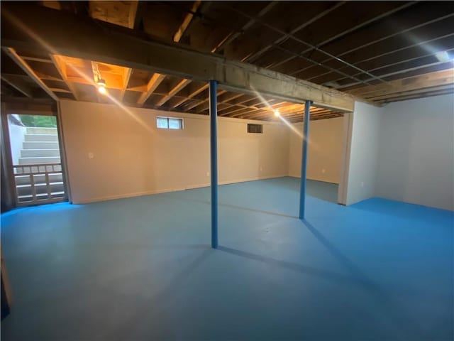 basement with plenty of natural light