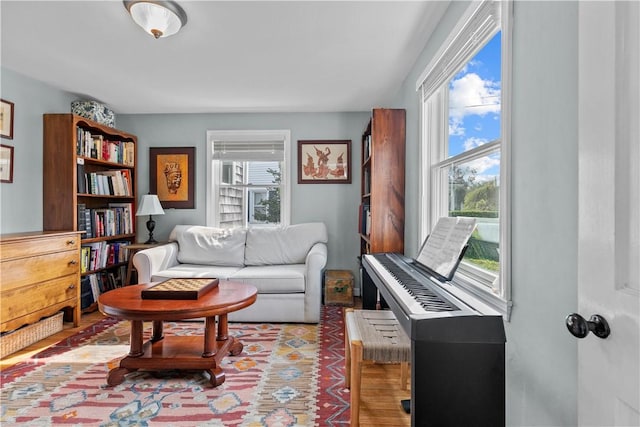 sitting room featuring light wood-style floors