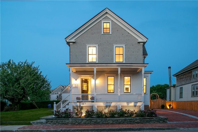 view of front of property with covered porch