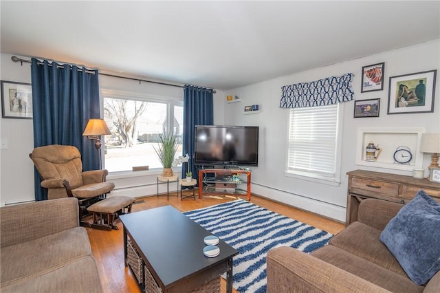 living area with light wood-style floors