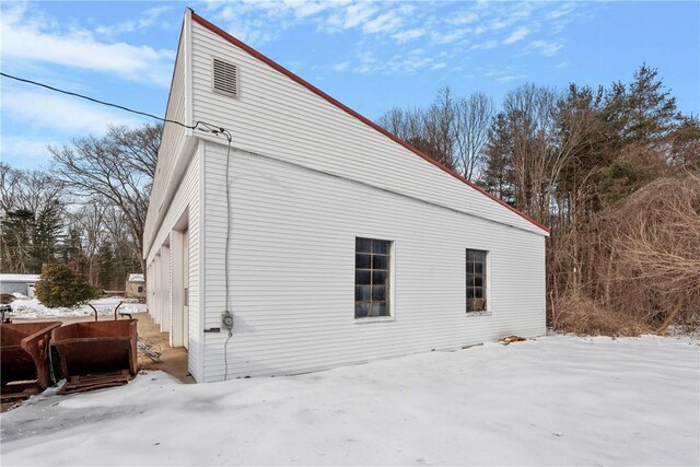 view of snow covered exterior