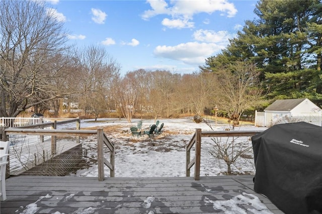 view of yard with a wooden deck