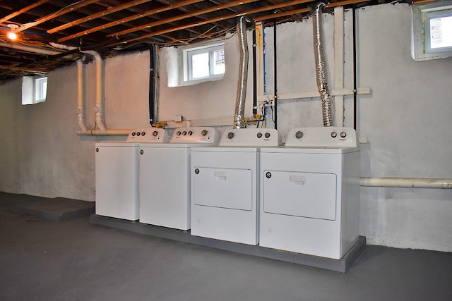 basement with washer and clothes dryer