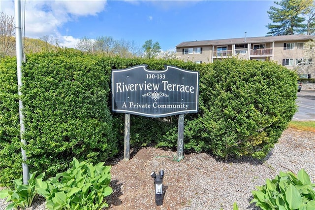 view of community sign