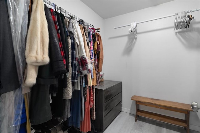 walk in closet featuring wood finished floors