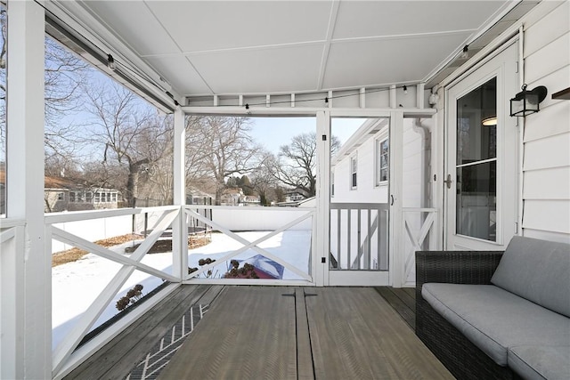 view of unfurnished sunroom