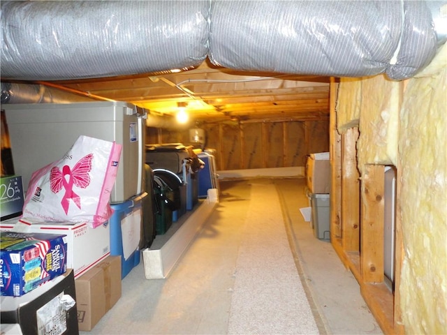 view of unfinished basement