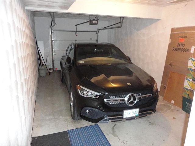 garage with a garage door opener