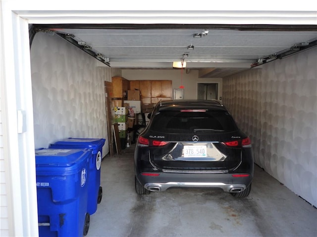 garage with a garage door opener