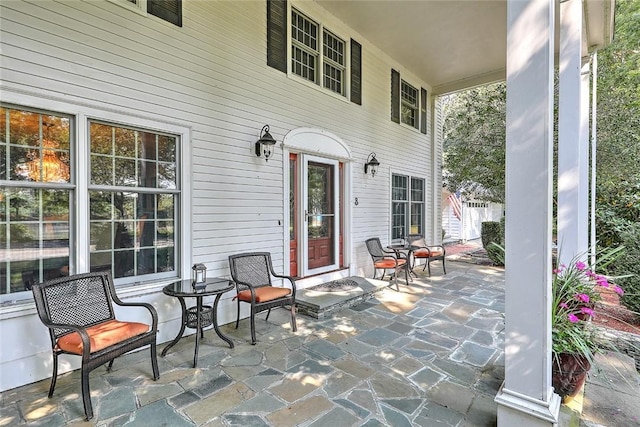 view of patio featuring covered porch