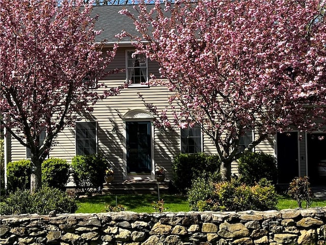 view of property hidden behind natural elements