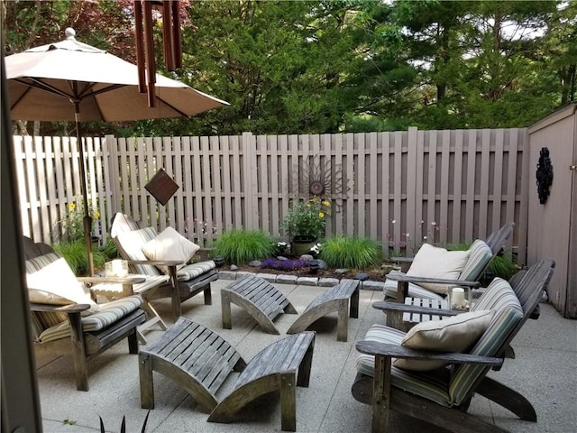 view of patio / terrace featuring a fenced backyard