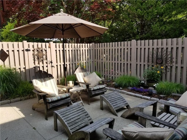 view of patio / terrace featuring a fenced backyard