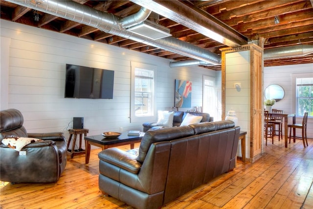 living room with light wood-type flooring