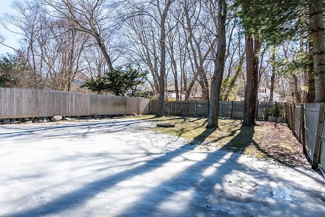 view of yard featuring a fenced backyard