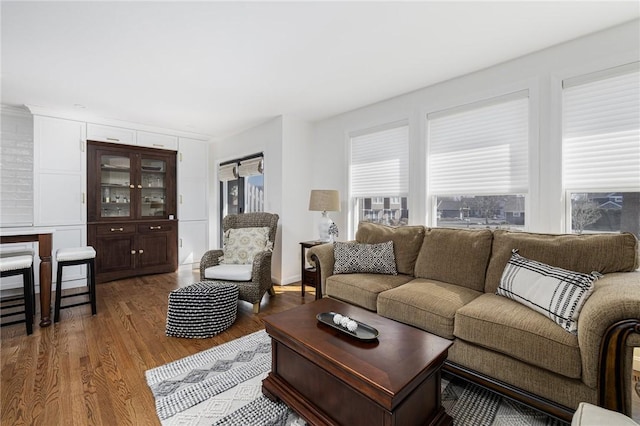 living area with wood finished floors