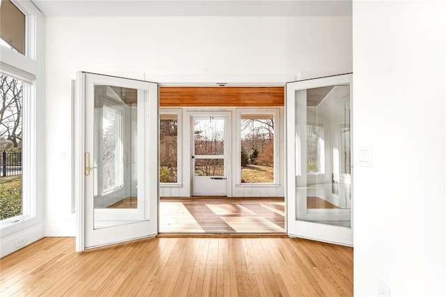 doorway to outside with hardwood / wood-style floors and a wealth of natural light