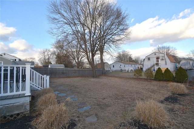 view of yard with fence private yard and a residential view