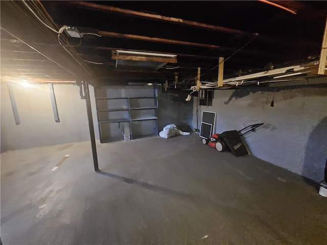 view of unfinished basement